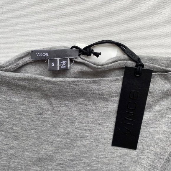 VINCE. Variegated Boatneck Stripe Top Dusk / Black - Picture 4 of 4